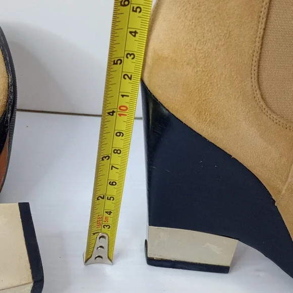 Givenchy Suede Chelsea Ankle Boots Tan Block Heel Resoled No Size Tag Measure 38 - Picture 12 of 15